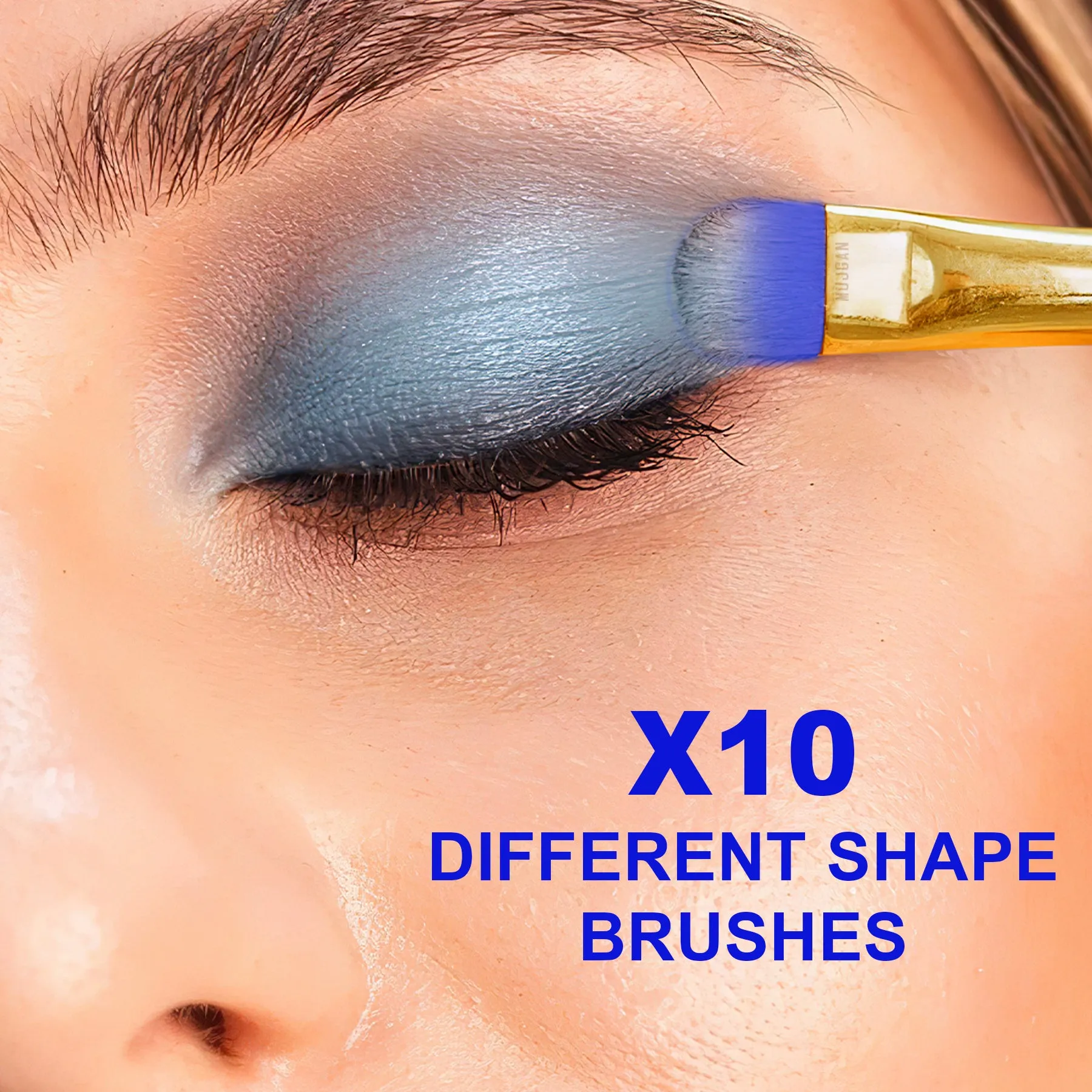 10 PCS Professional Makeup Brush Set (Blue)