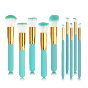10 PCS Professional Makeup Brush Set (Green)