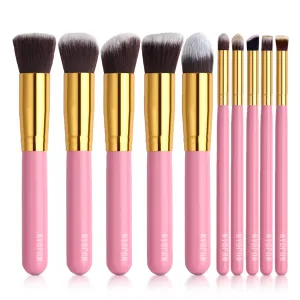 10 PCS Professional Makeup Brush Set (Pink)