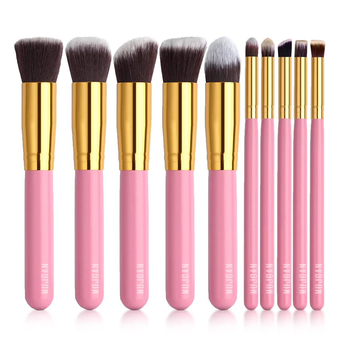 10 PCS Professional Makeup Brush Set (Pink)