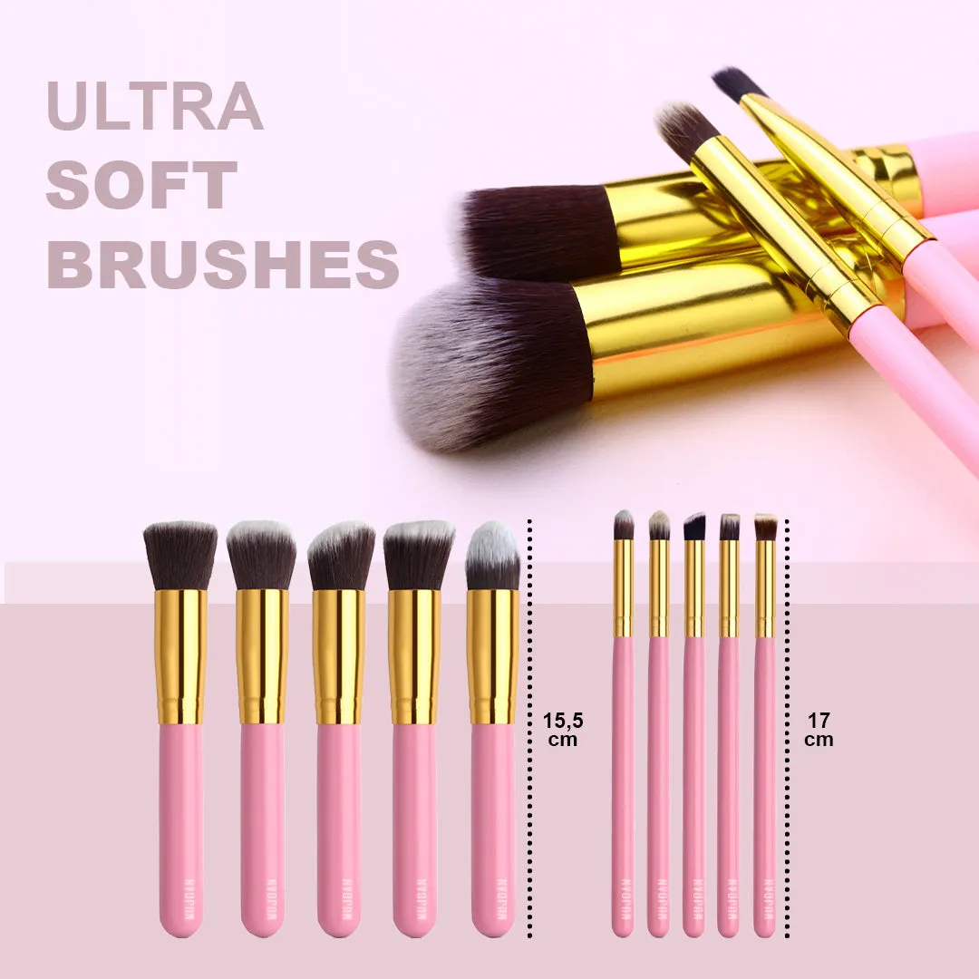 10 PCS Professional Makeup Brush Set (Pink)