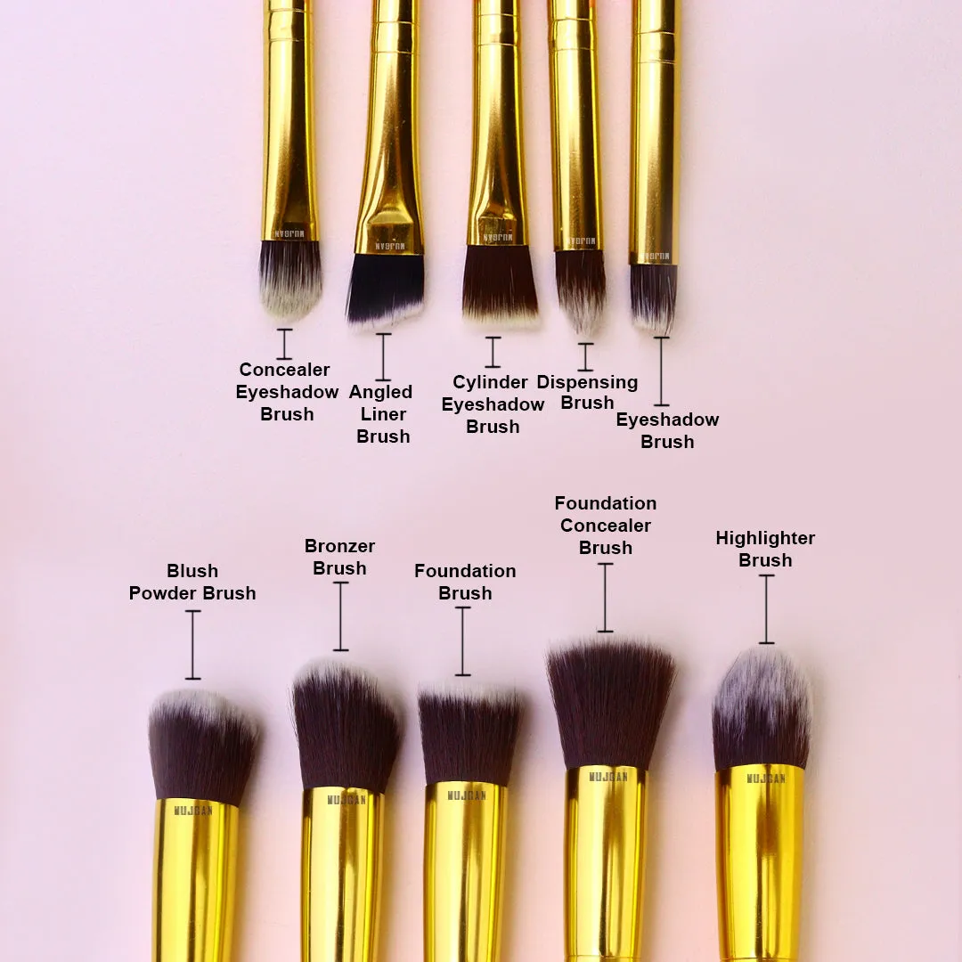 10 PCS Professional Makeup Brush Set (Pink)