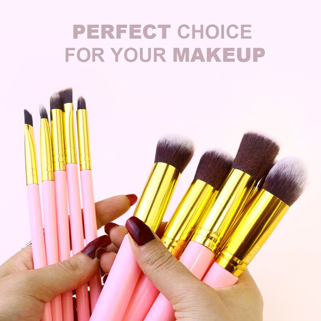 10 PCS Professional Makeup Brush Set (Pink)