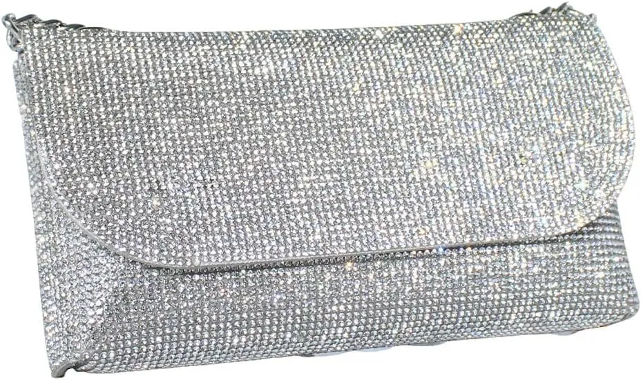 1pc hand held evening bag, black Rhinestone Embellished Evening Clutch Purse,large capacity holiday gift