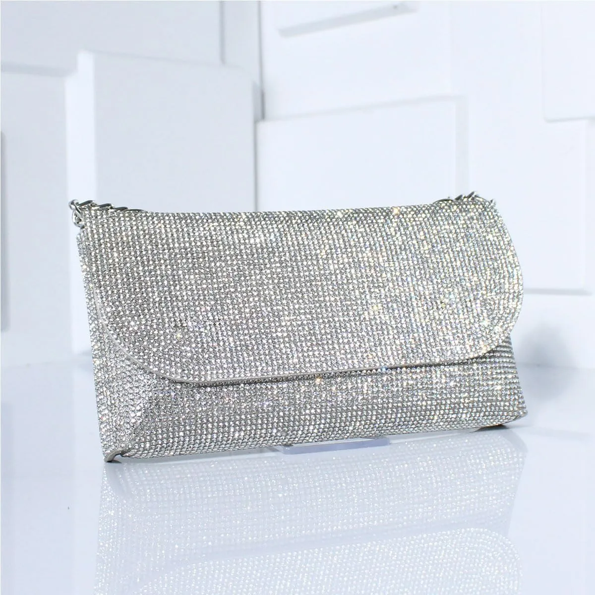 1pc hand held evening bag, black Rhinestone Embellished Evening Clutch Purse,large capacity holiday gift