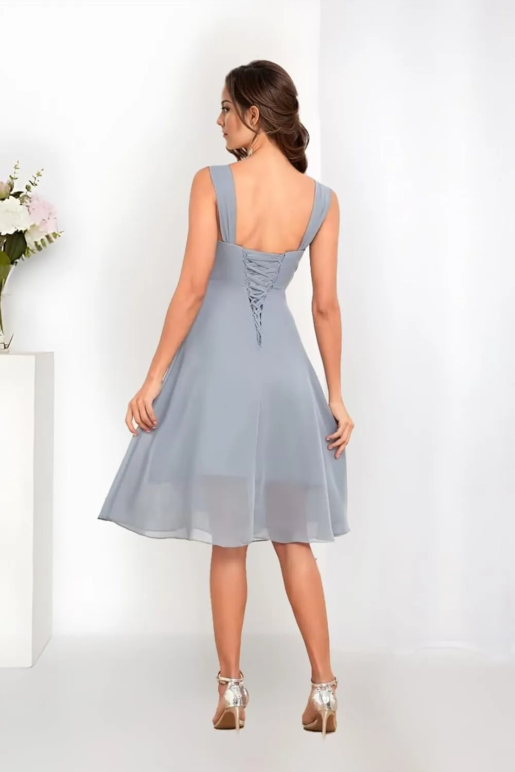 2 Pieces Mother of The Bride Dresses Half Sleeve Chiffon Formal Evening Dress for Wedding