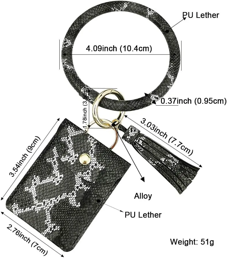 2pcs Keychain Bracelets For Women Wristlet Bangle Circle Key Ring Chain Leather Tassel Keyring
