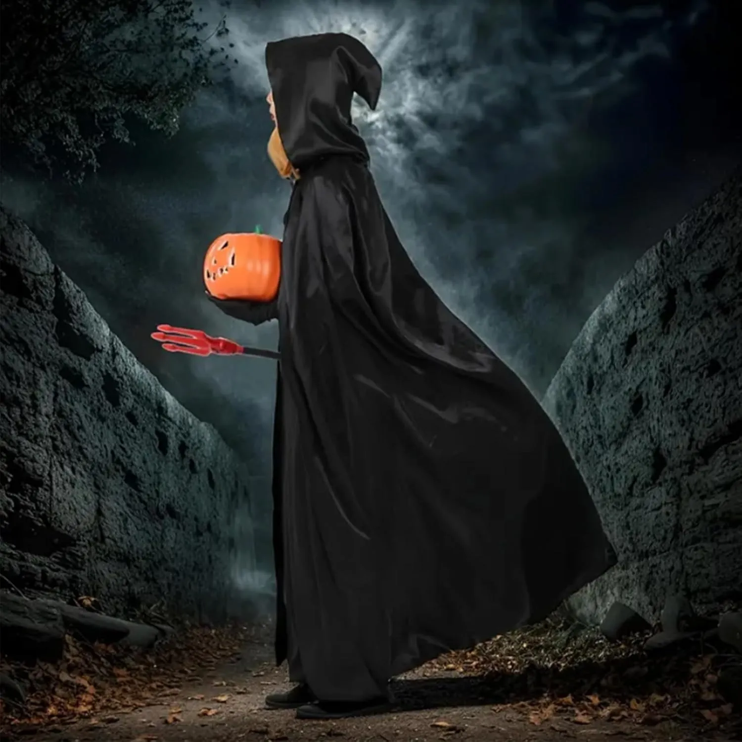 6Pcs/set Unisex Hooded Halloween Christmas Cloak Costume with 2Pairs Gloves, 2Pcs Necklace - Perfect for Cosplay