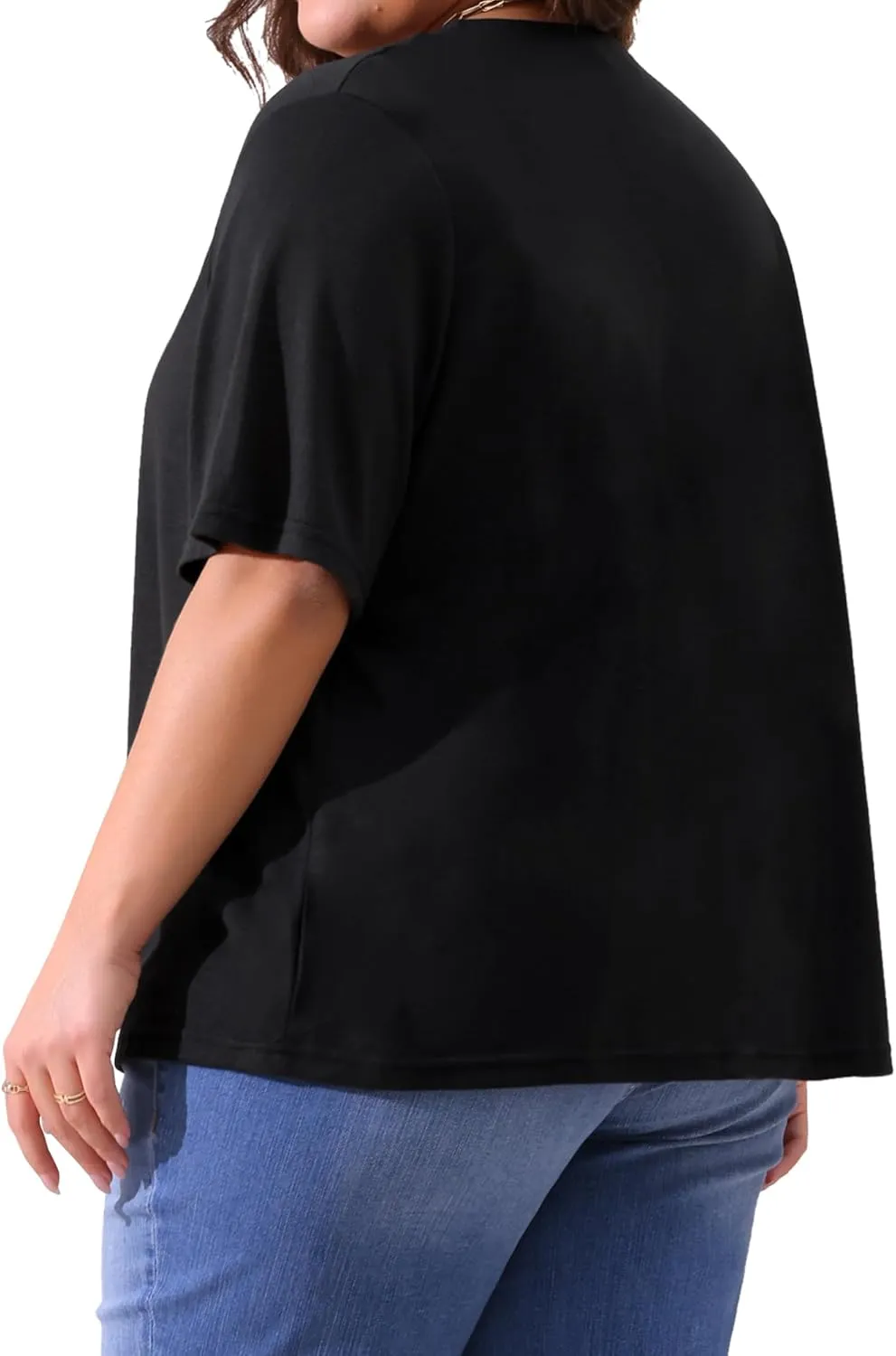 Agnes Orinda Plus Size Cardigan for Women Button Down Sheer Round Neck Short Sleeve Knitted Sweater