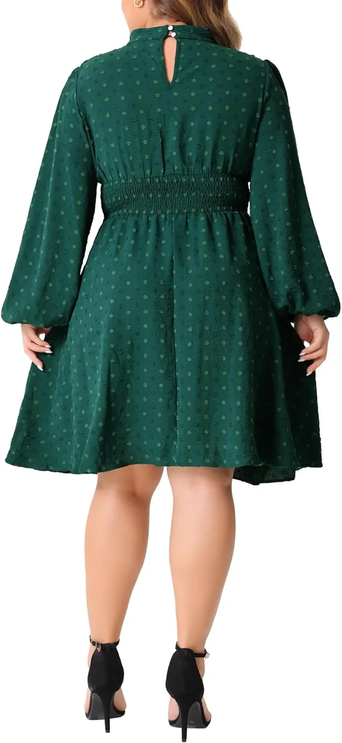 Agnes Orinda Plus Size Dress for Women Halter Neck Lantern Sleeve Front Hollow Club Sexy Midi Dresses
