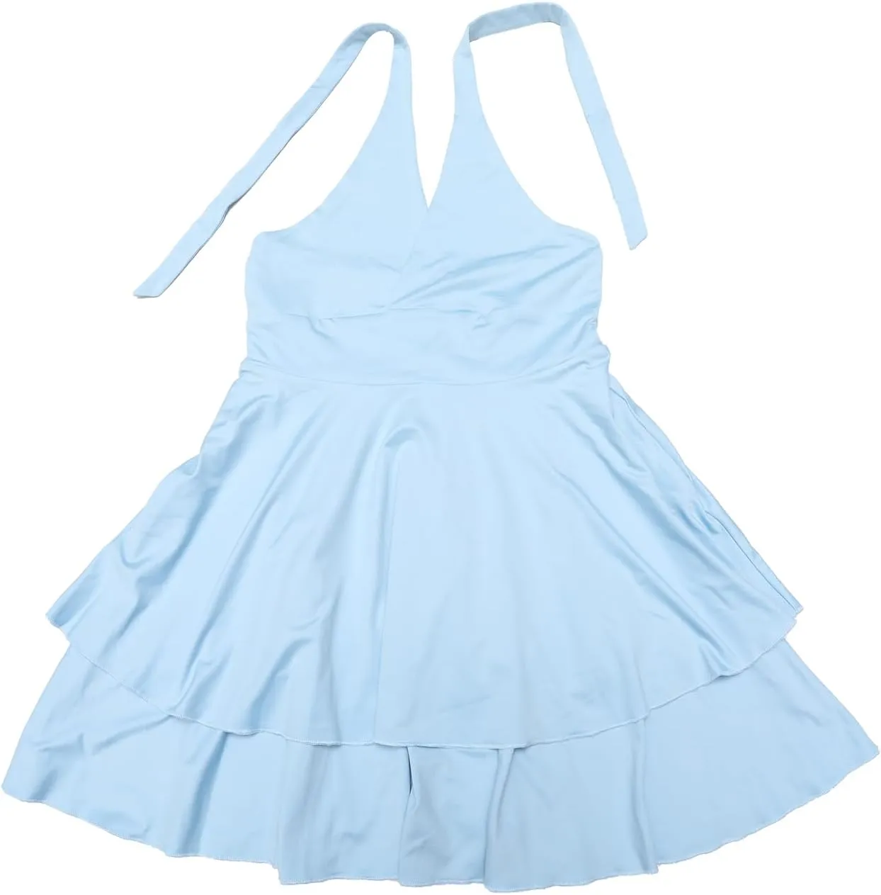 Allegra K Halter Dress for Women's Party Deep V Ruffle Hem Dress Slim Fit Short Party Mini Dresses