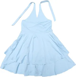 Allegra K Halter Dress for Women's Party Deep V Ruffle Hem Dress Slim Fit Short Party Mini Dresses