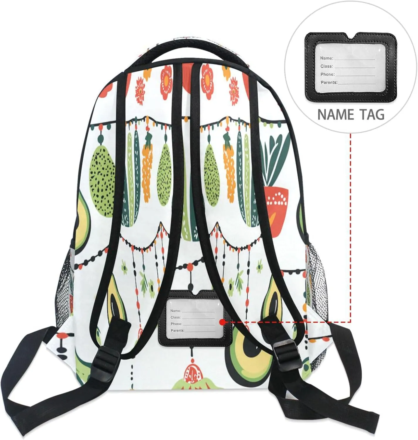 Backpacks for Teens Boys Girls Fashion Diaper Bag Backpack with Chest Strap Gift Men & Women Mexican Style Cinco De Mayo Necklaces Avocados
