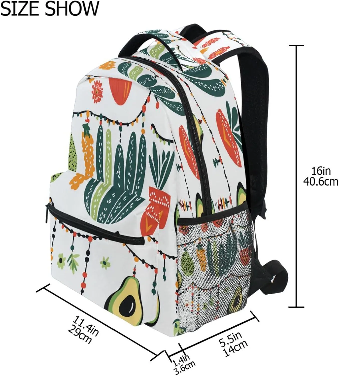 Backpacks for Teens Boys Girls Fashion Diaper Bag Backpack with Chest Strap Gift Men & Women Mexican Style Cinco De Mayo Necklaces Avocados