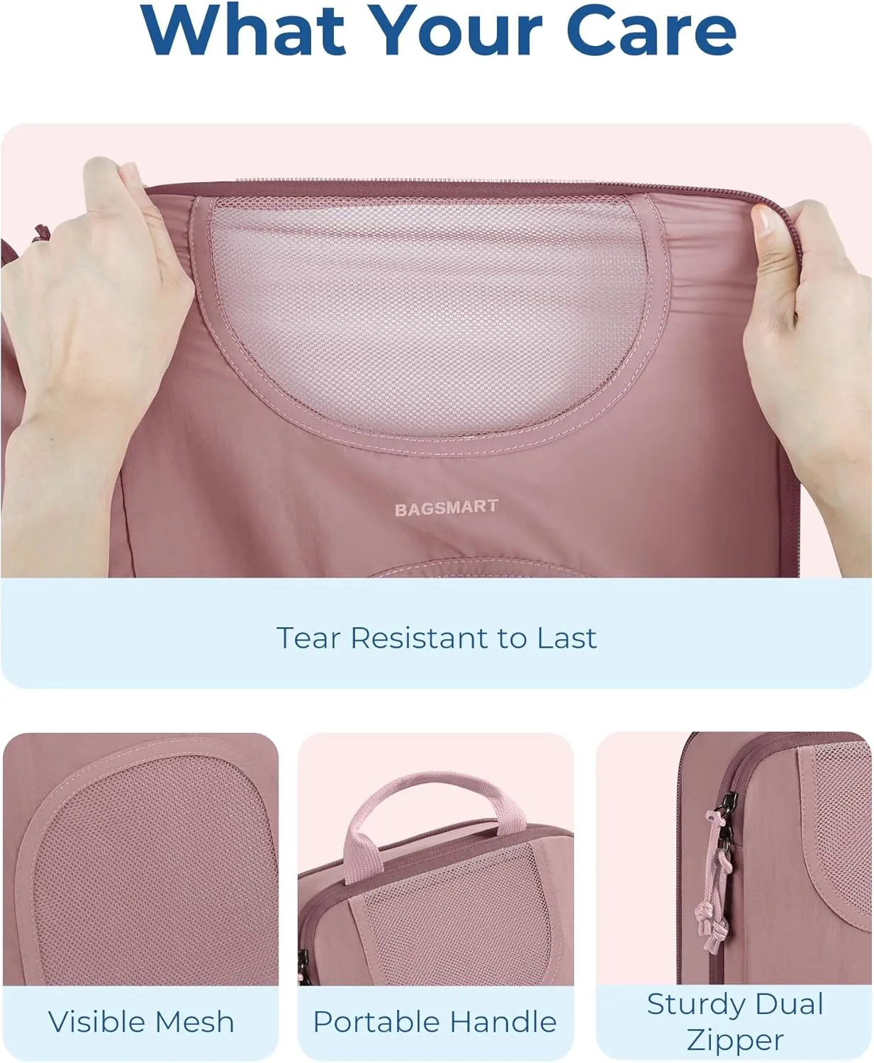 BAGSMART 6 Set Packing Cubes for Suitcases, Lightweight Suitcase Organizers & Compression Travel Cubes