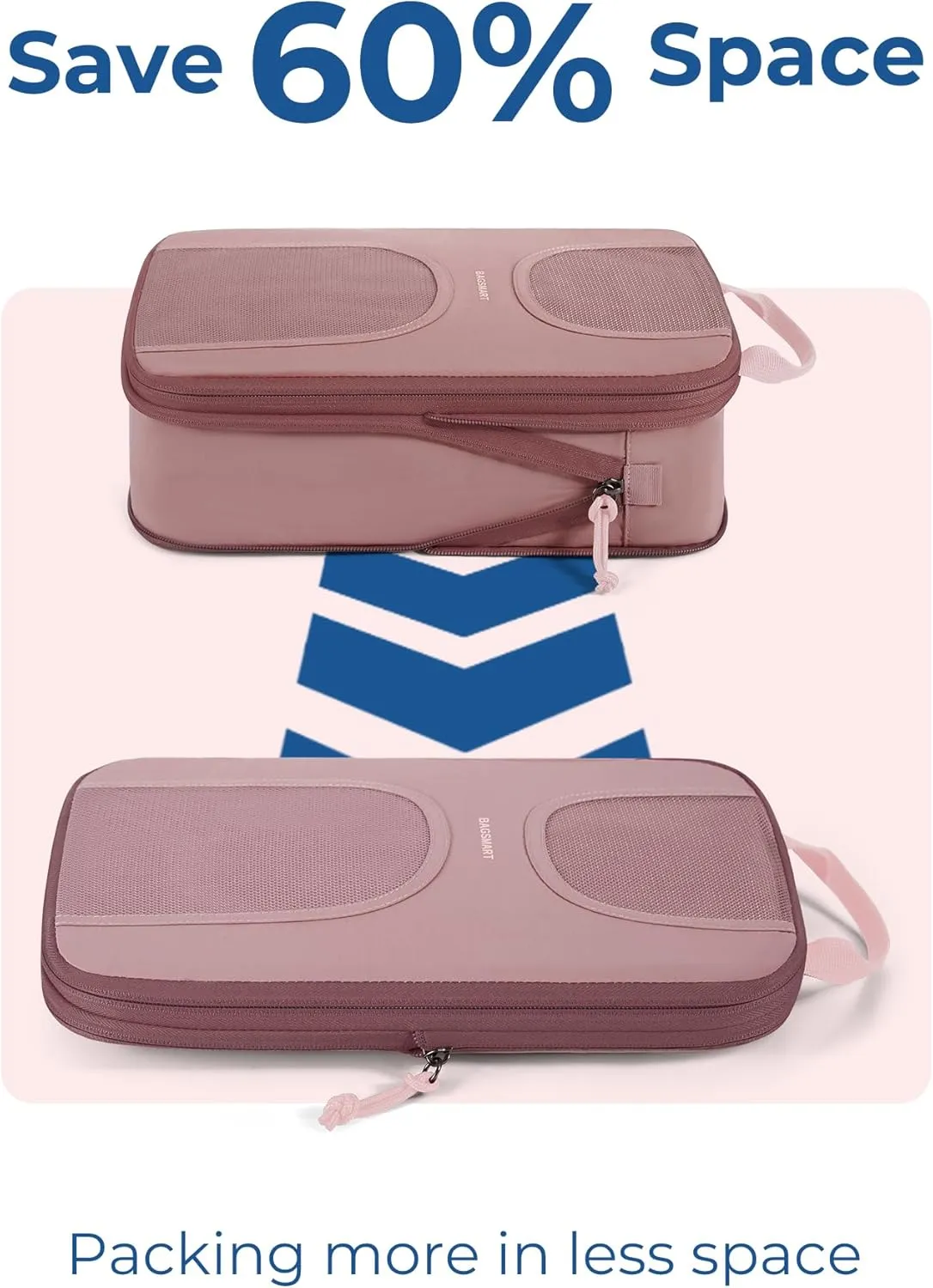 BAGSMART 6 Set Packing Cubes for Suitcases, Lightweight Suitcase Organizers & Compression Travel Cubes