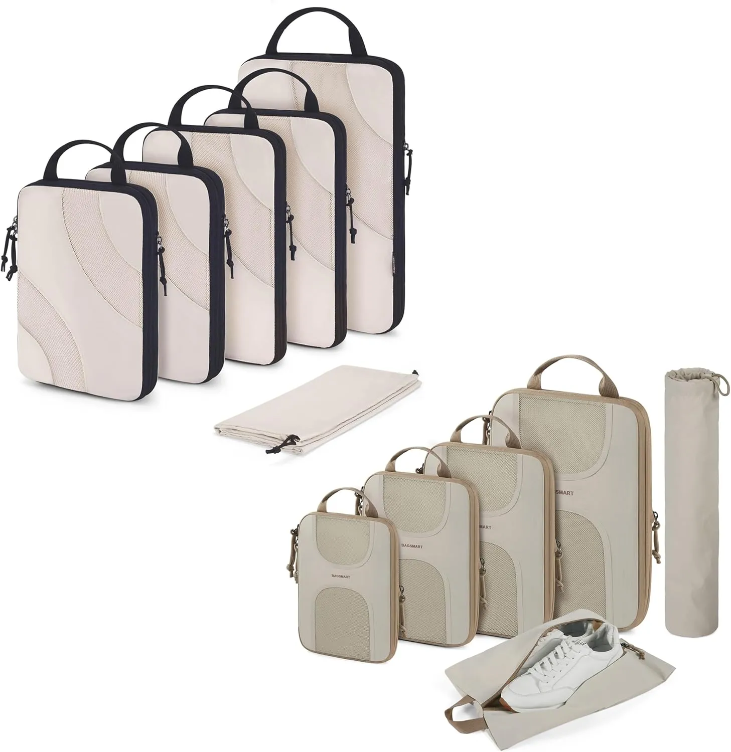BAGSMART 6 Set Travel Packing Cubes for Suitcases, Compression Suitcase Organizers Bag Set & Travel Cubes for Luggage, Lightweight Packing Organizers