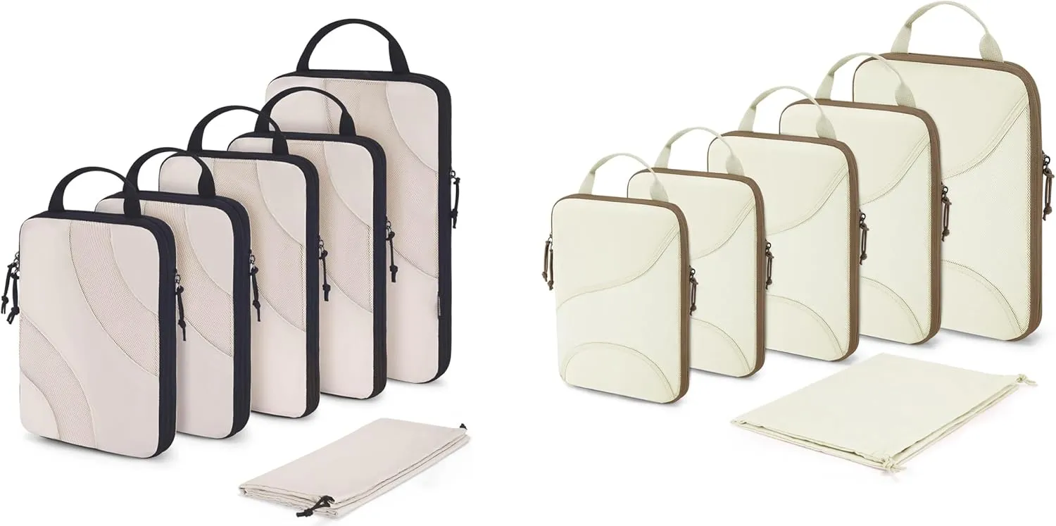 BAGSMART Compression Packing Cubes for Travel, 6 Set Travel Packing Cubes for Suitcases, Compression Suitcase Organizers Bag Set & Travel Cubes for Luggage, Lightweight Packing Organizers