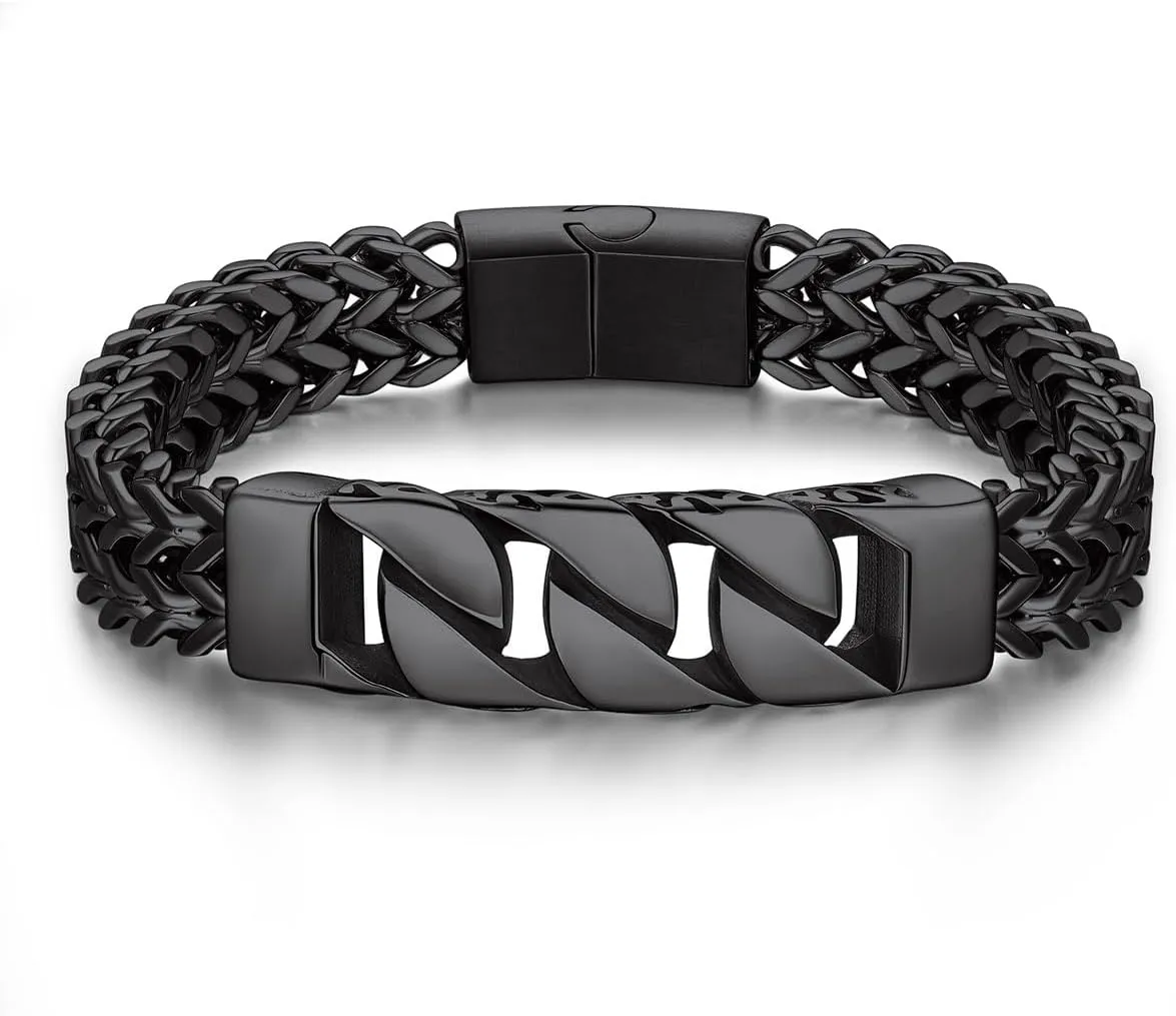 Bandmax Stainless Steel Chunky Heavy Duty Chain Bracelets for Men Handcuffs/Skulls/Celtic Knot Pendant Bracelets Biker Rapper Hip Hop Jewelry