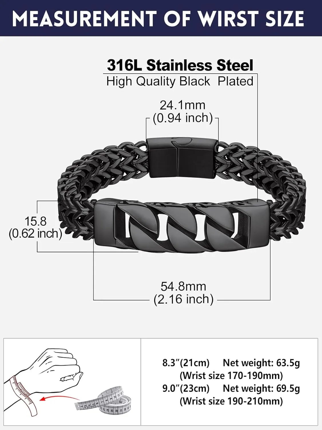 Bandmax Stainless Steel Chunky Heavy Duty Chain Bracelets for Men Handcuffs/Skulls/Celtic Knot Pendant Bracelets Biker Rapper Hip Hop Jewelry
