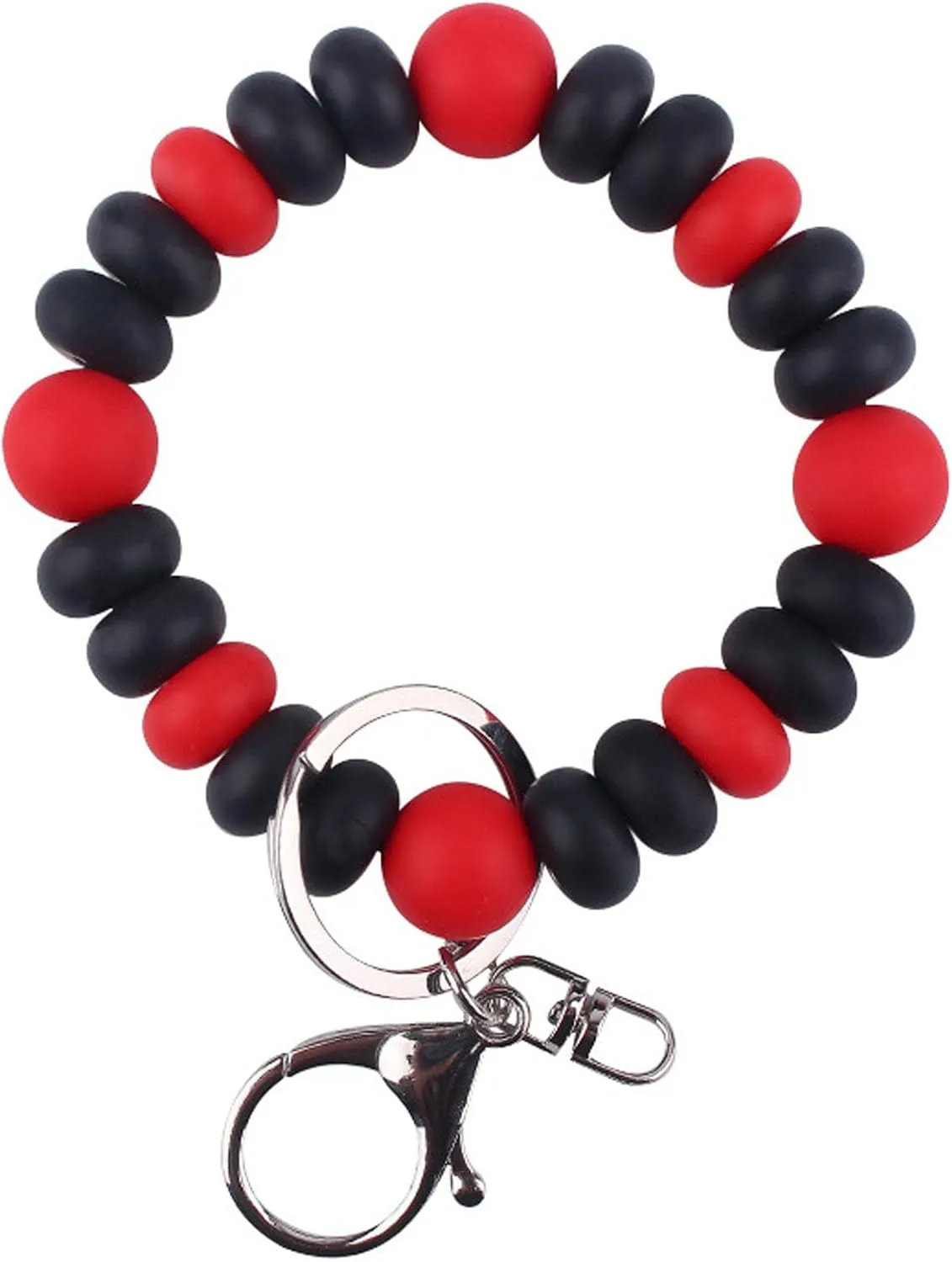 Beaded Wristlet Keychain Bracelet,Cute Keyring Car Key Holder Key Ring Silicone Women Wrist Bangle Chains