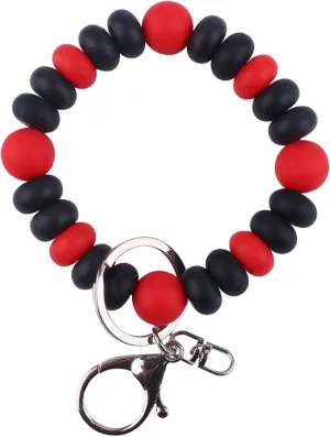 Beaded Wristlet Keychain Bracelet,Cute Keyring Car Key Holder Key Ring Silicone Women Wrist Bangle Chains
