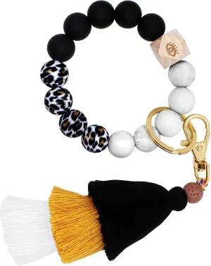 BIHRTC Silicone Bead Bracelet Wristlet Keychain Wrist Lanyard for Women Car Keys Beaded Bangle Chain