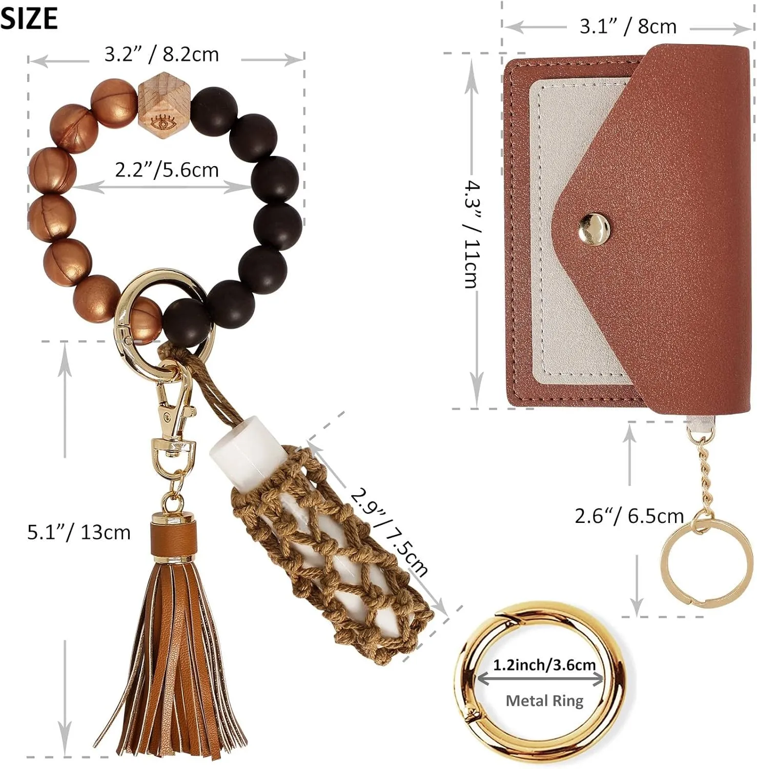 BIHRTC Silicone Key Ring Bracelets Wristlet Keychain Wallet with Net Chapstick Holder for Women