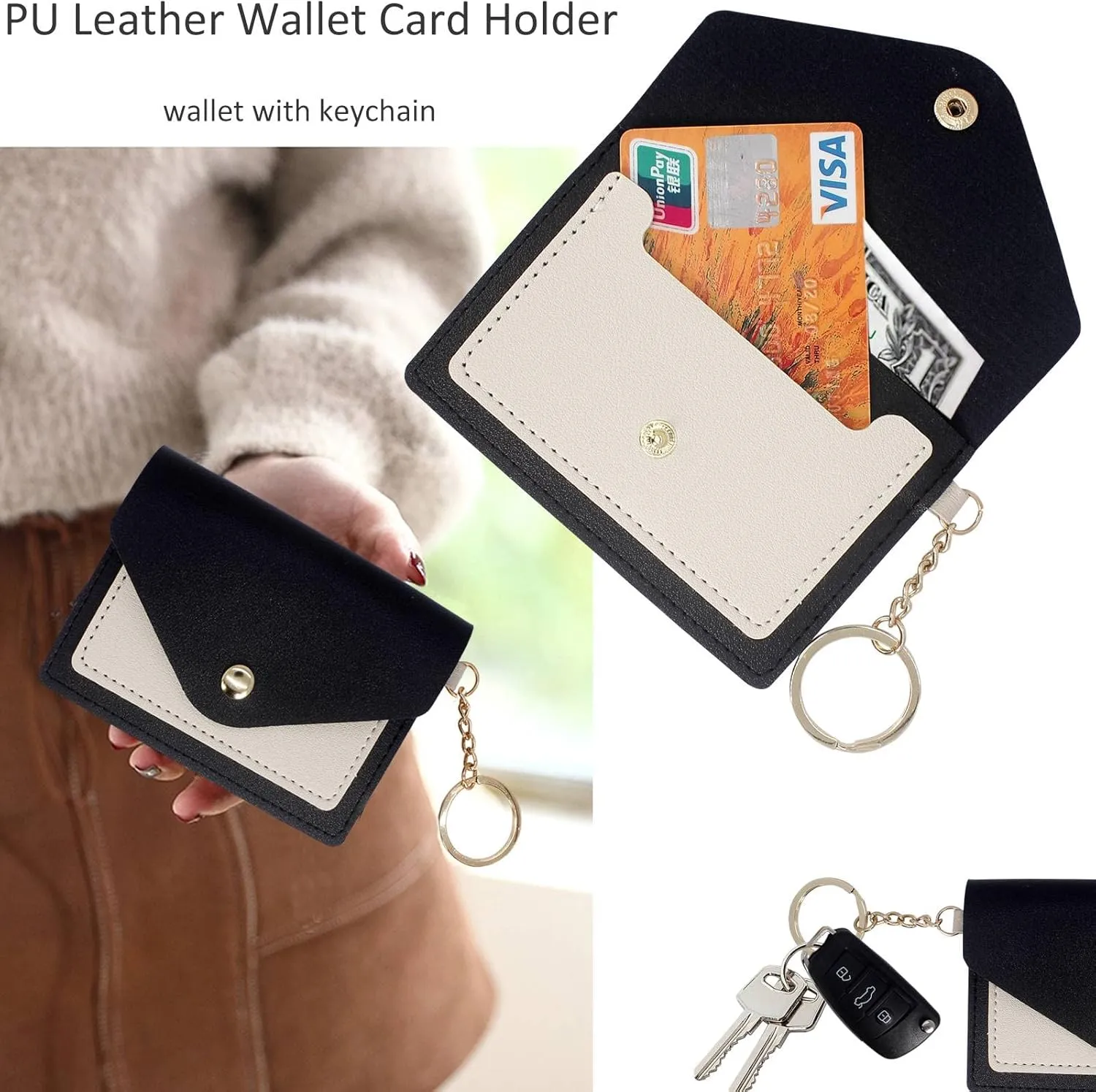 BIHRTC Silicone Key Ring Bracelets Wristlet Keychain Wallet with Net Chapstick Holder for Women