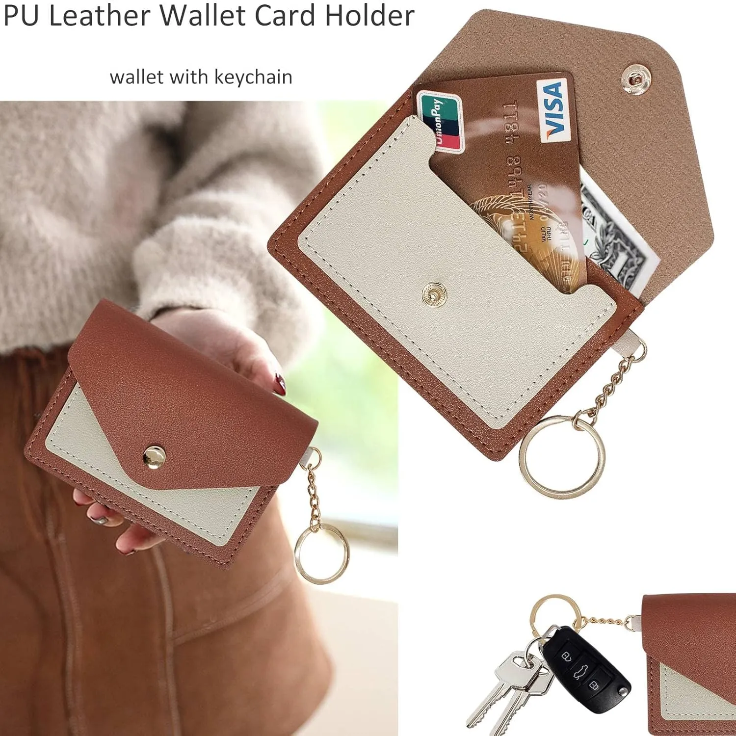 BIHRTC Silicone Key Ring Bracelets Wristlet Keychain Wallet with Net Chapstick Holder for Women