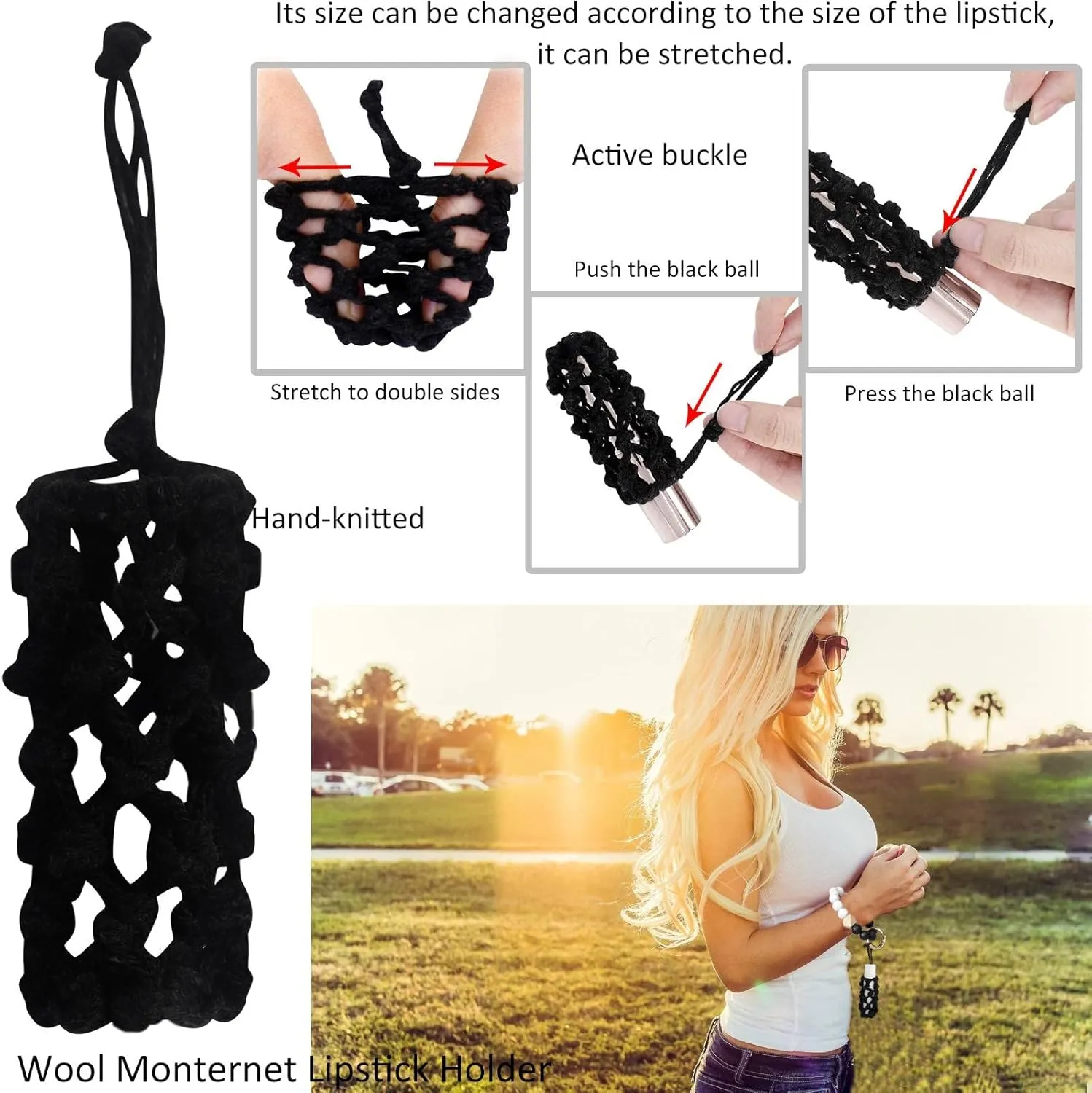 BIHRTC Silicone Key Ring Bracelets Wristlet Keychain Wallet with Net Chapstick Holder for Women