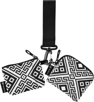 Black and White Geometric Pattern Wristlet Keychain Wallets for Women Portable Small Coin Purse