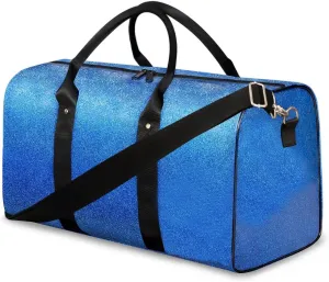 Blue Glitter Travel Duffel Bags for Boy Men,Kid Overnight Weekender Bags,Sequin Sport Gym Bag,Waterproof Carry On Tote Bag,Foldable Sleepover Workout Bag