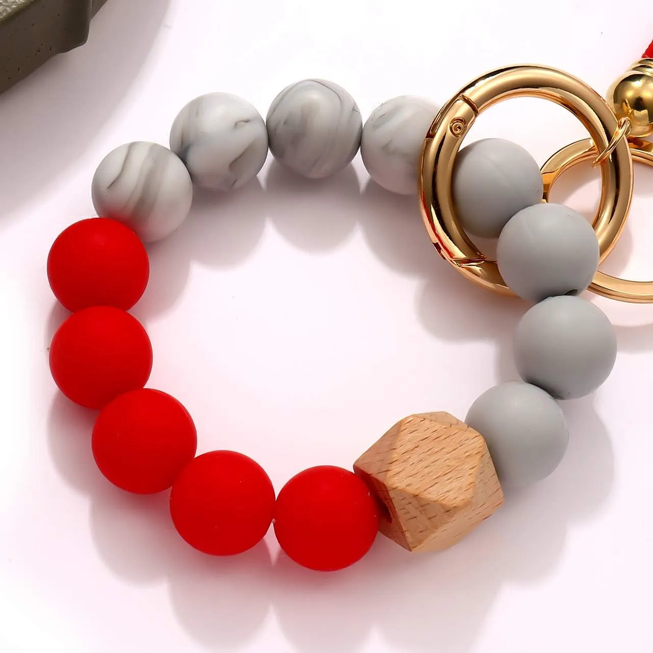 boderier Silicone Bracelet Keychain Wristlet Bangle Keyring Portable House Car Keys Ring Holder W/Tassel