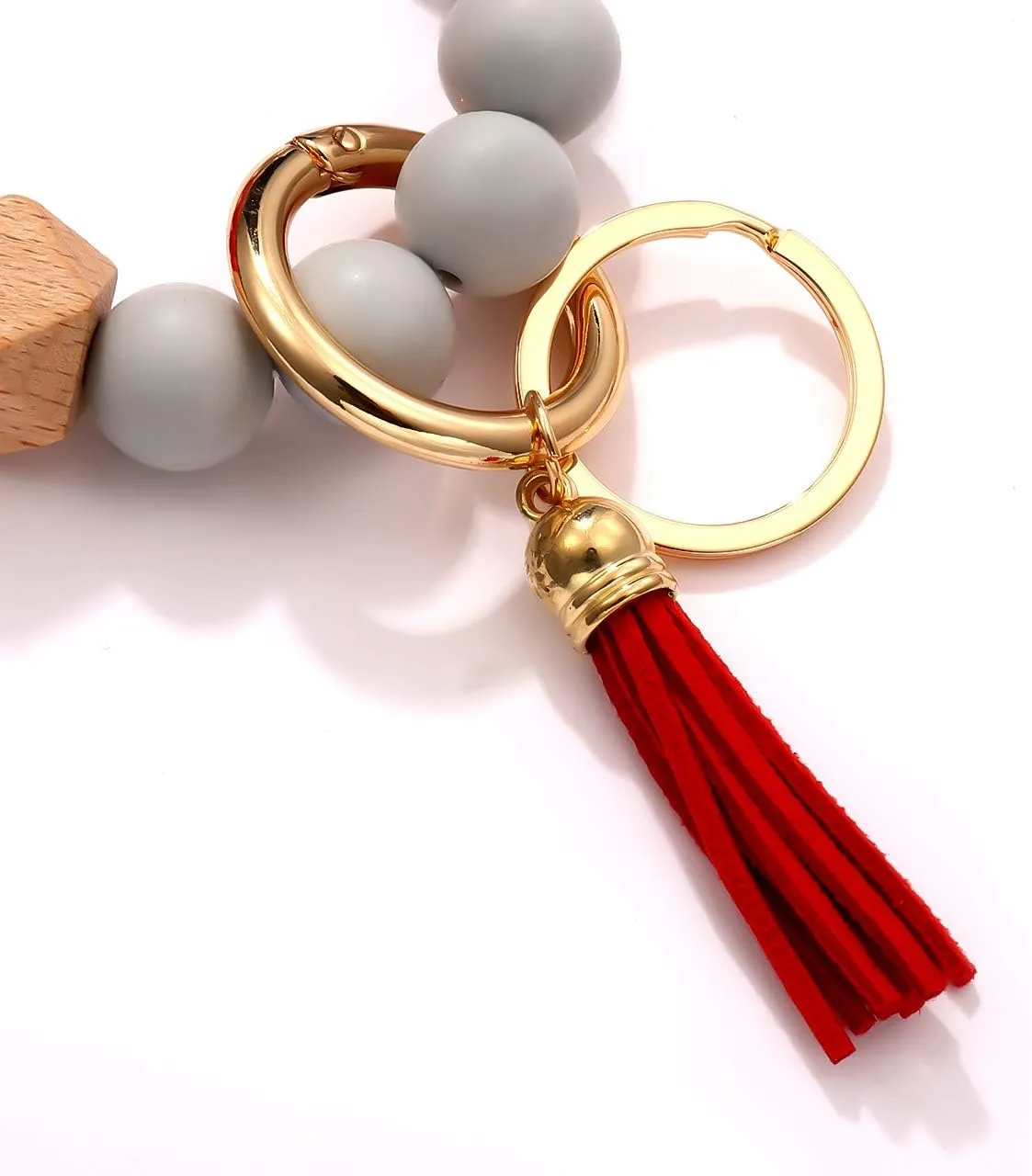 boderier Silicone Bracelet Keychain Wristlet Bangle Keyring Portable House Car Keys Ring Holder W/Tassel