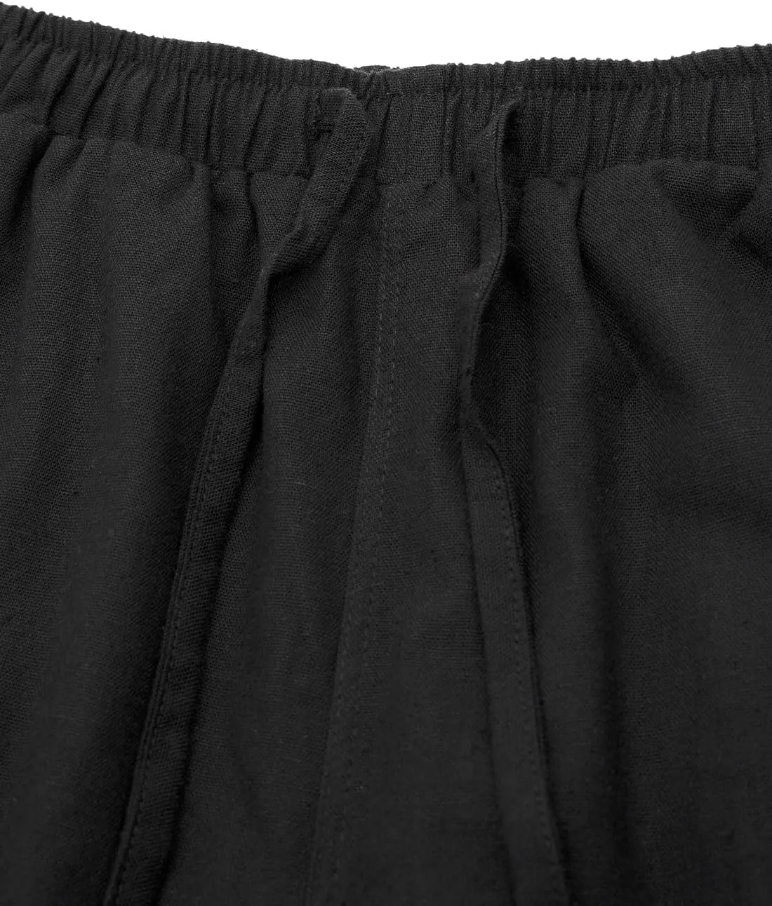 Bonnorth Women's Cotton Linen Elastic Drawstring Waist Loose Wide Leg Solid Pants with Pockets