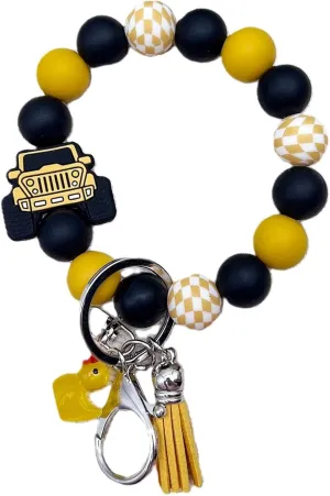 Bracelet Keyring Portable Keys Ring Holder Bangle Car Silicone Bead Cute Duck Tassel Charm Wrist Wristlet Keychain