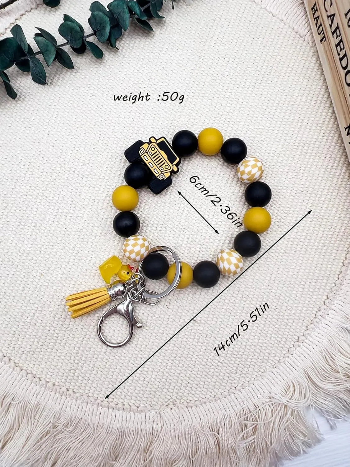 Bracelet Keyring Portable Keys Ring Holder Bangle Car Silicone Bead Cute Duck Tassel Charm Wrist Wristlet Keychain