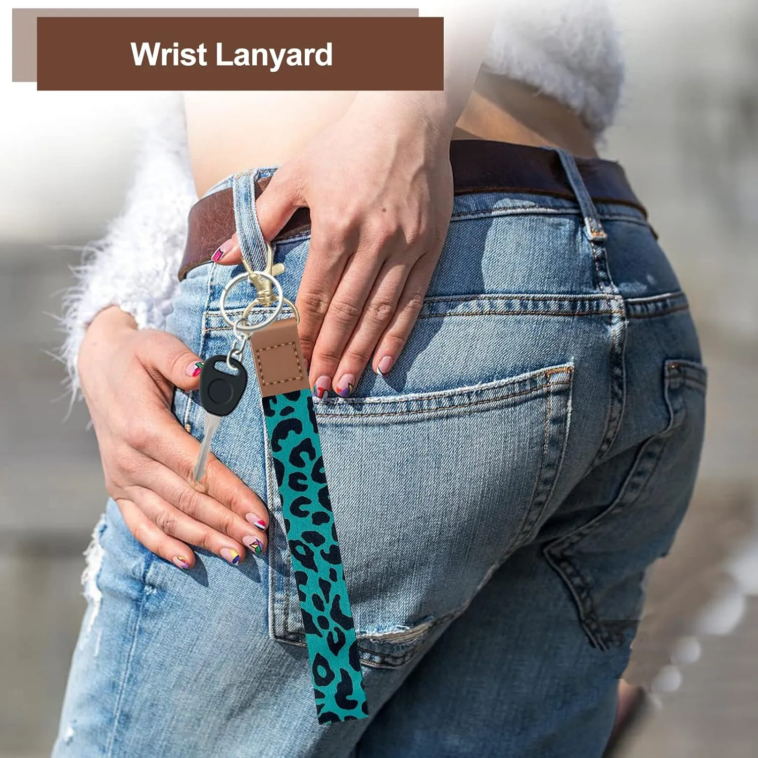 Bracelet Wristlet Keychain with Lanyard for Keys, Silicone Beaded Key Ring for Women, Mother's day Christmas Gift