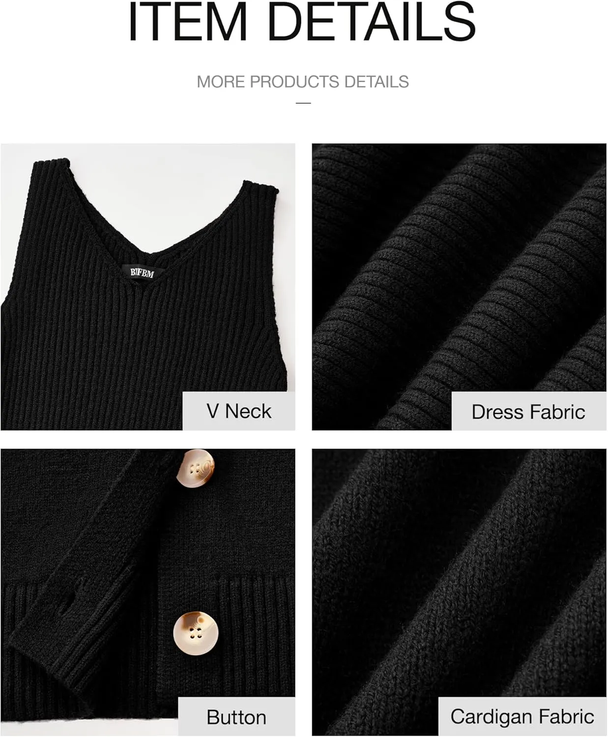BTFBM Women Fall Knit Sweater Dress Set Bodycon Slit Midi Dresses Button Down Long Sleeve Cropped Cardigan 2 Piece Sets