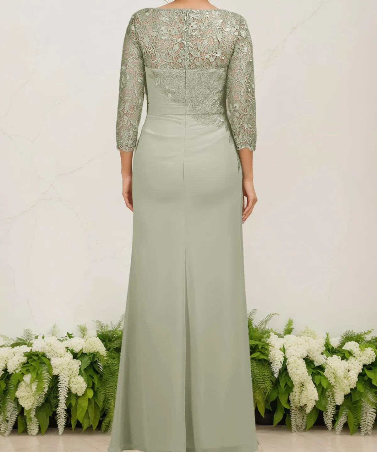 Chiffon Mother of The Bride Dresses for Women Half Sleeve Formal Dress Long Lace Evening Gowns