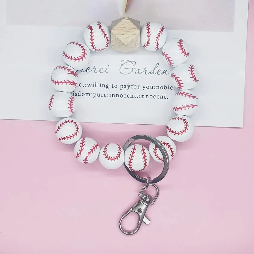 COLORFUL BLING Sports Lover Baseball Softball Bracelet,Handmade Braided Sports Bracelets,Beaded Ball Charm Bracelets
