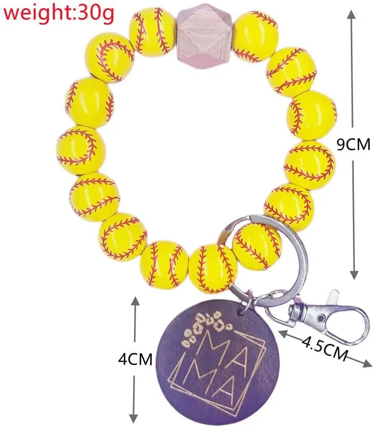 COLORFUL BLING Sports Lover Baseball Softball Bracelet,Handmade Braided Sports Bracelets,Beaded Ball Charm Bracelets