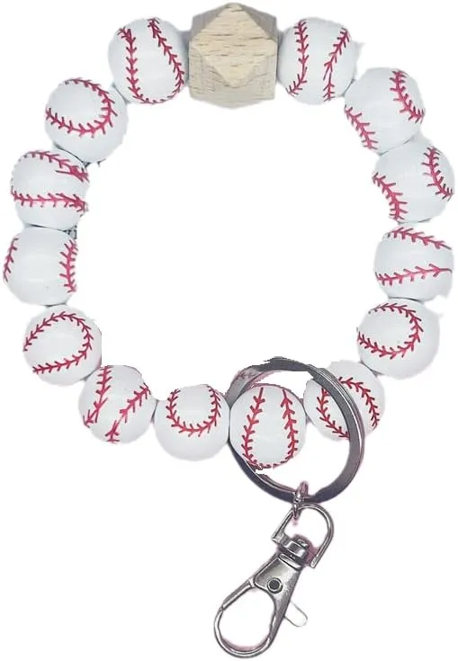 COLORFUL BLING Sports Lover Baseball Softball Bracelet,Handmade Braided Sports Bracelets,Beaded Ball Charm Bracelets