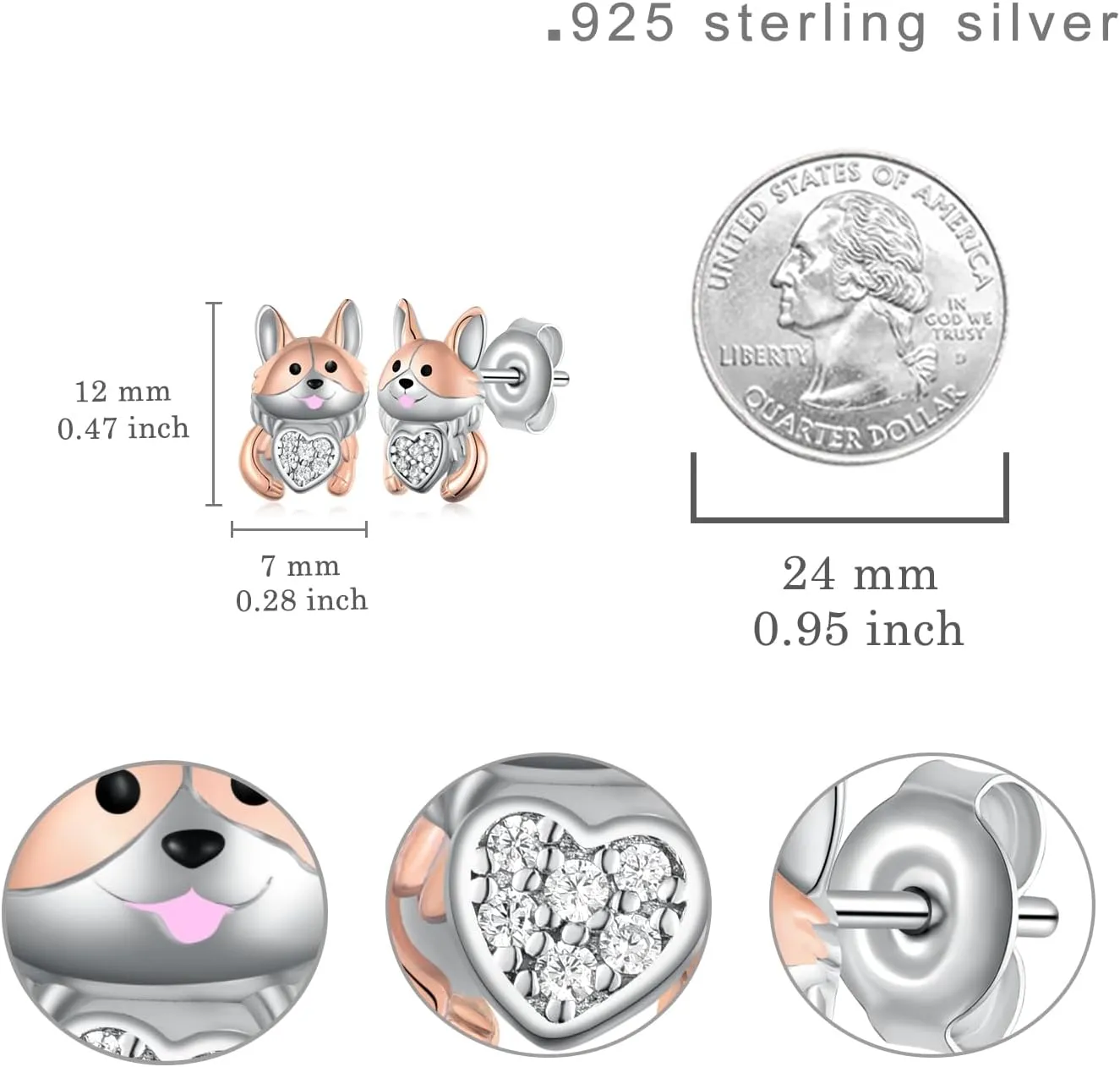 Corgi Earrings 925 Sterling Silver Dog Earrings Corgi Gifts for Corgi Lovers Jewelry Birthstone Gift for Women girl