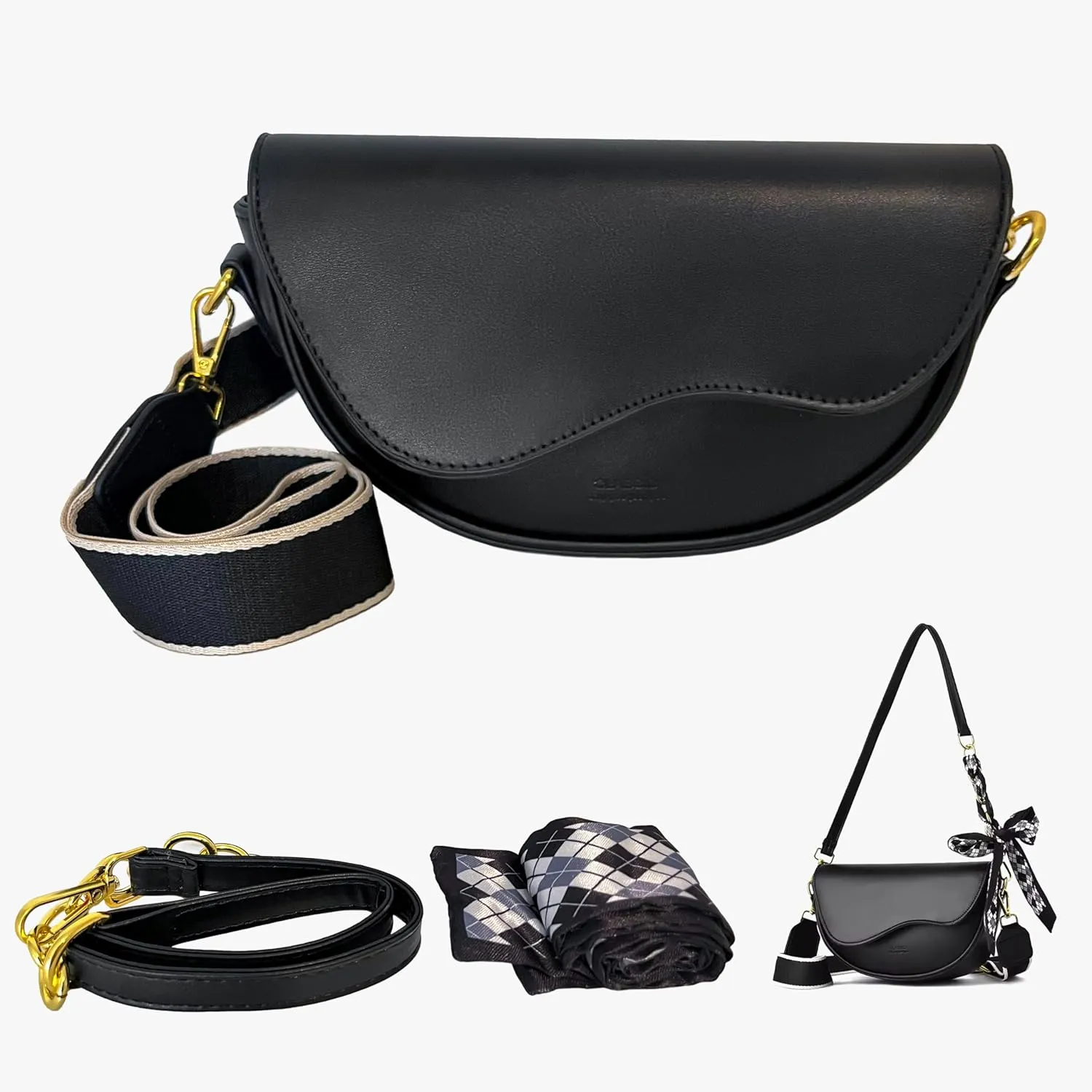 Crossbody Bag for Women - Vegan PU Leather Shoulder Purse, Lightweight Travel Mini Handbag with Ztrap & Bow Detail