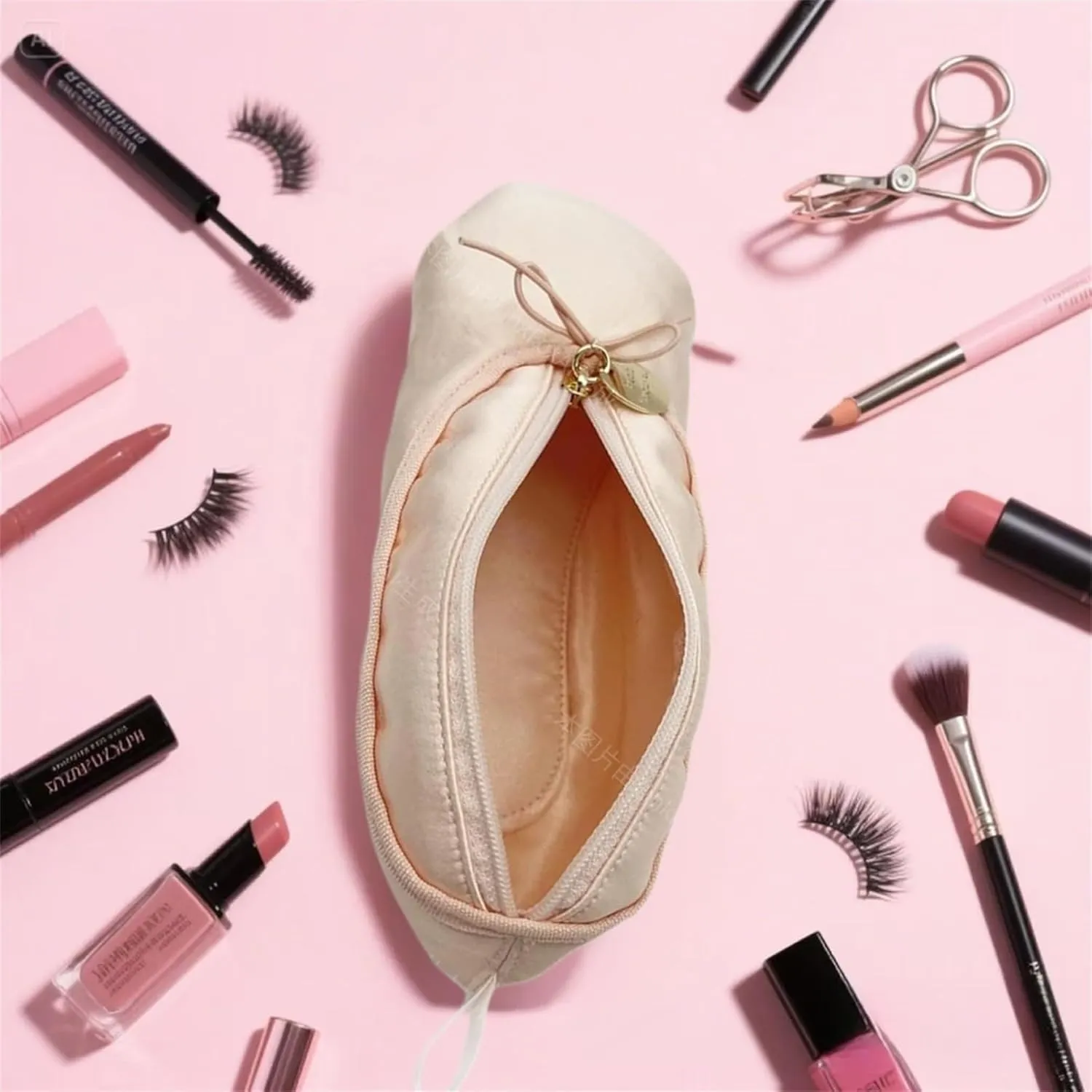 Cute Ballet Slipper Pouch Makeup Bag Dance Recital Gifts Ballerina Dancer Stuff Accessories Pointe Shoe Cosmetic Bag (Pink-H2)