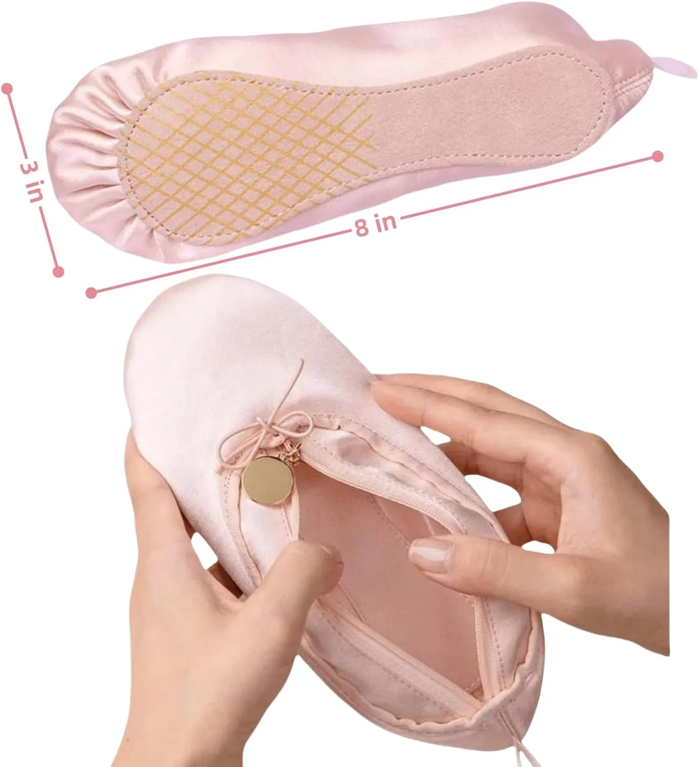 Cute Ballet Slipper Pouch Makeup Bag Dance Recital Gifts Ballerina Dancer Stuff Accessories Pointe Shoe Cosmetic Bag (Pink-H2)