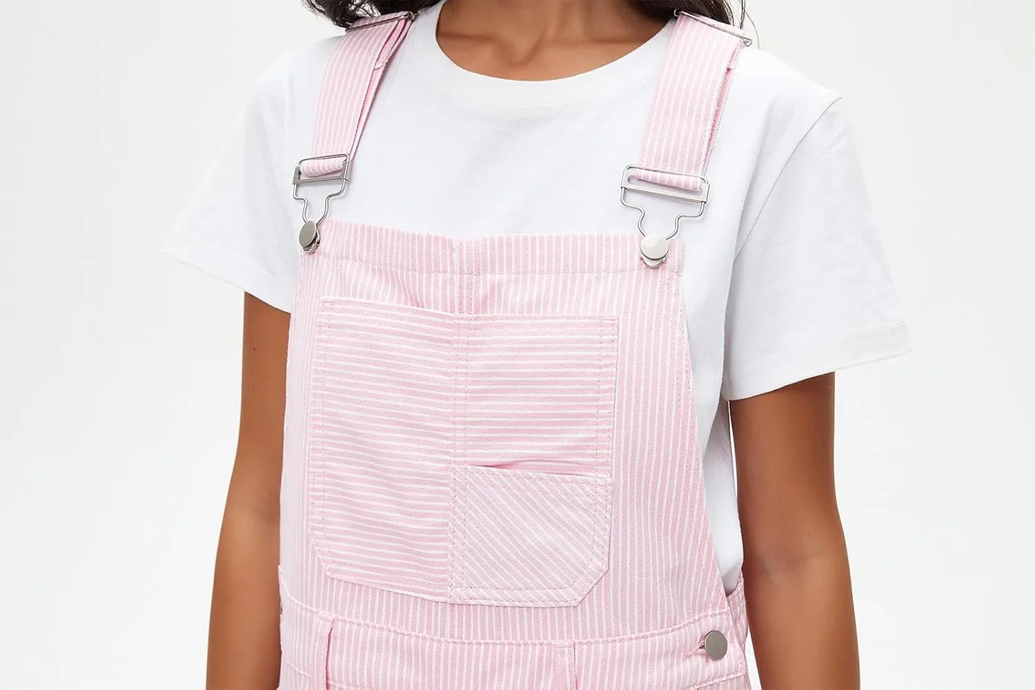 D-Sun Women's Striped Overall Casual Wide Leg Barrel Bib Overall Pants Adjustable Straps Romper Stretch Jumpsuits