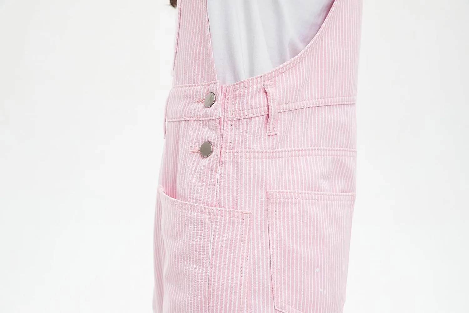 D-Sun Women's Striped Overall Casual Wide Leg Barrel Bib Overall Pants Adjustable Straps Romper Stretch Jumpsuits